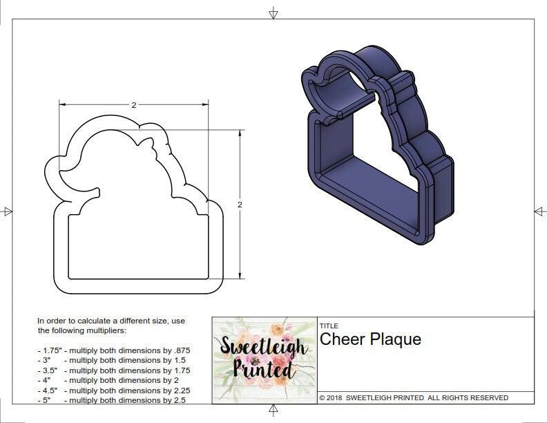 Cheer Plaque Cookie Cutter - Sweetleigh 
