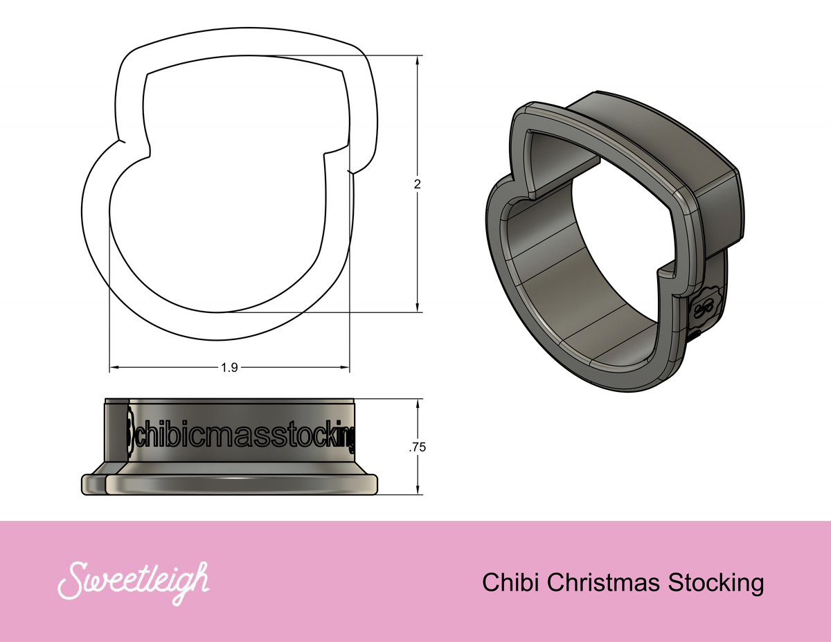Chibi Christmas Stocking Cookie Cutter