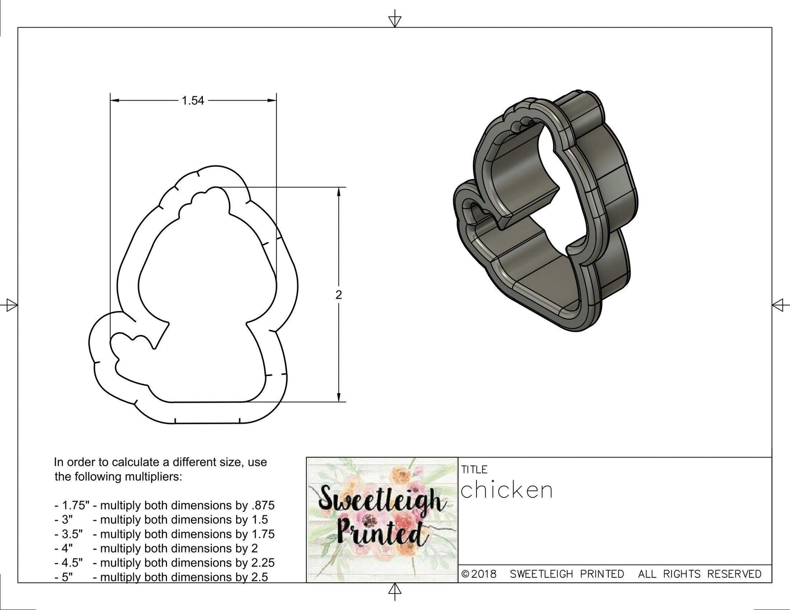 Chicken Cookie Cutter - Sweetleigh 