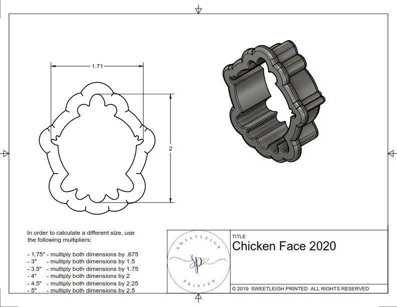 Chicken Face 2020 Cookie Cutter - Sweetleigh 