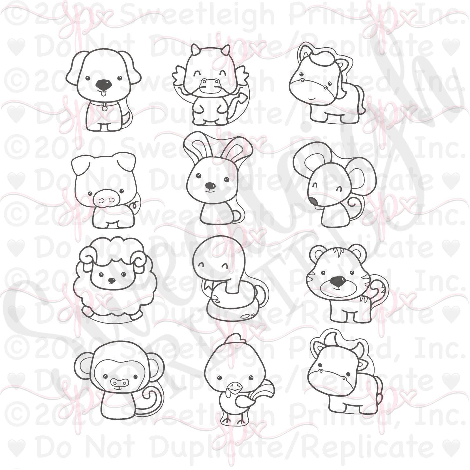 Chinese Zodiac Animal Mini Cookie Cutter Set - Sweetleigh 