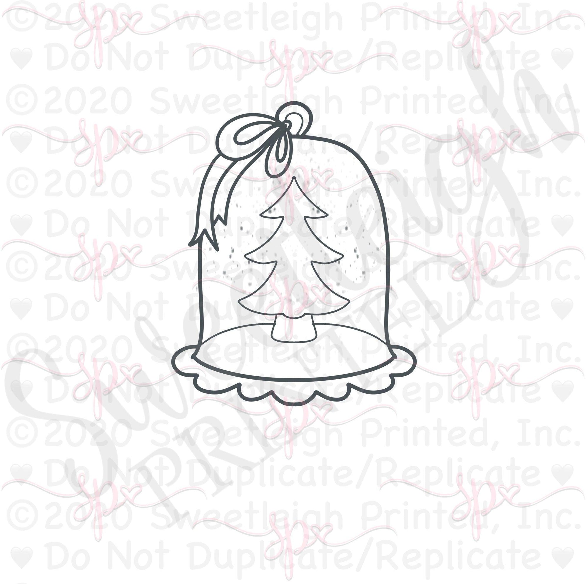 Christmas Cloche with Ribbon Cookie Cutter - Sweetleigh 