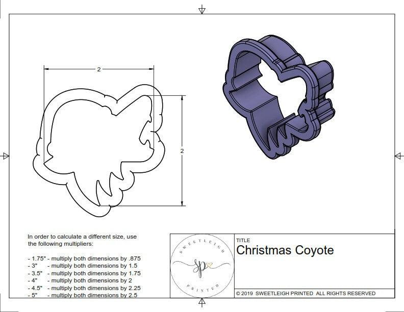 Christmas Coyote Cookie Cutter - Sweetleigh 