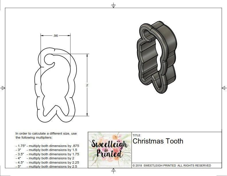 Christmas Tooth Cookie Cutter - Sweetleigh 