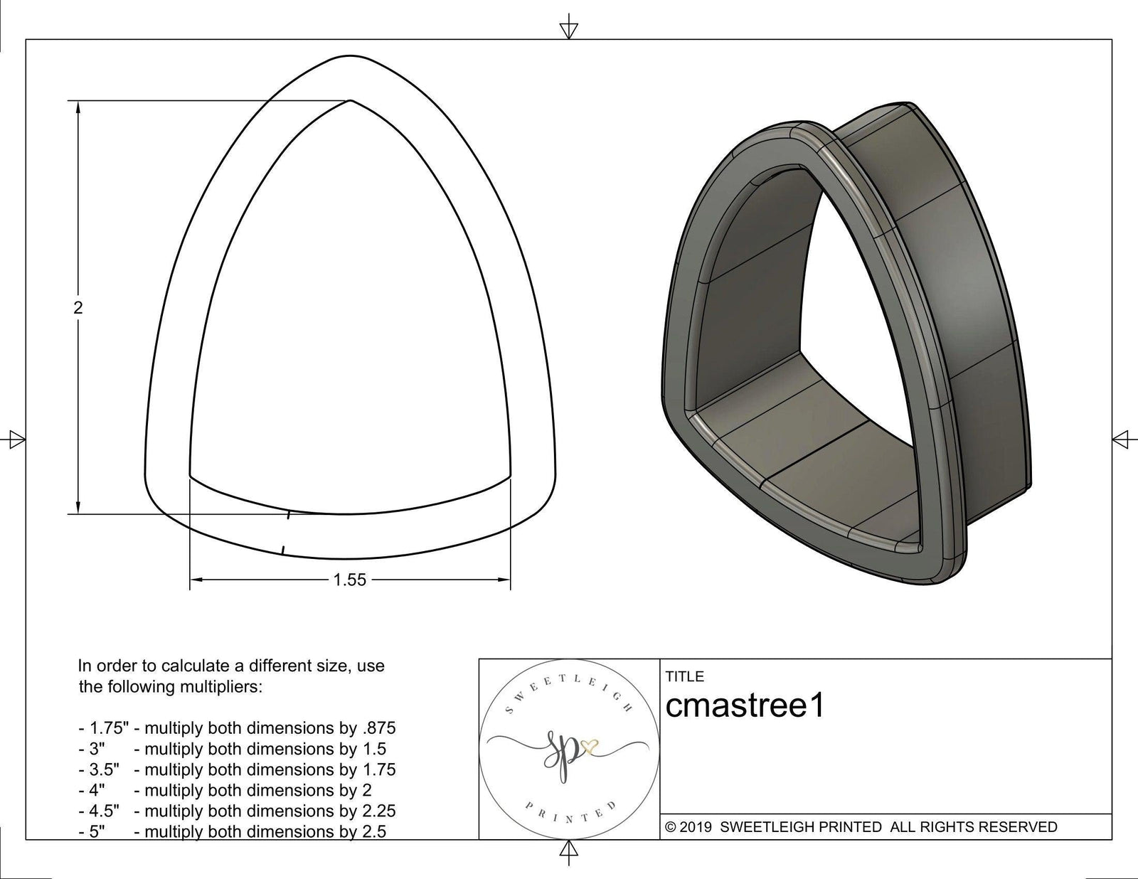 Christmas Tree 1 Cookie Cutter - Sweetleigh 