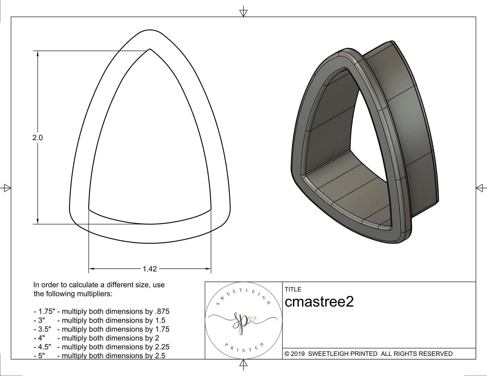 Christmas Tree 2 Cookie Cutter - Sweetleigh 