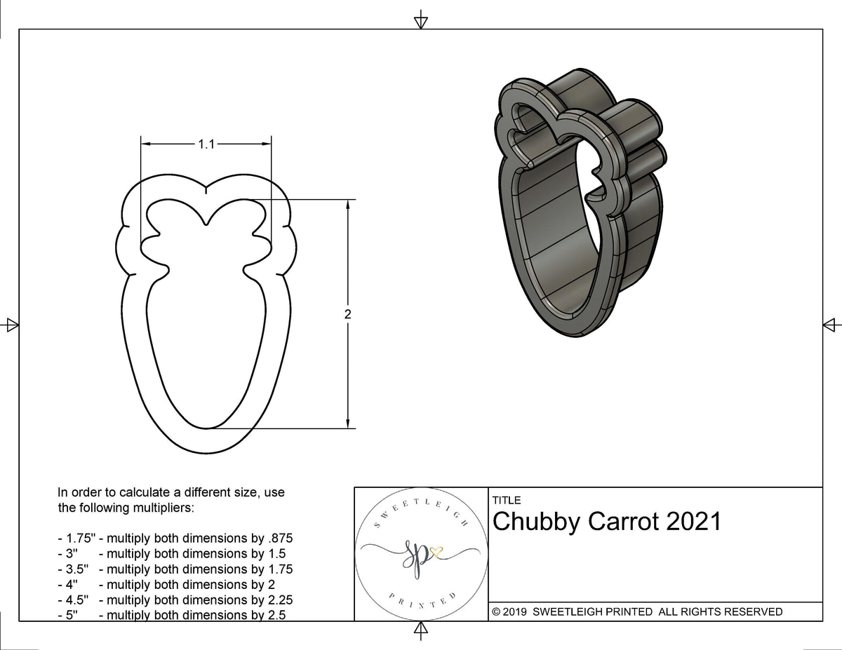 Chubby Carrot 2021 Cookie Cutter - Sweetleigh 