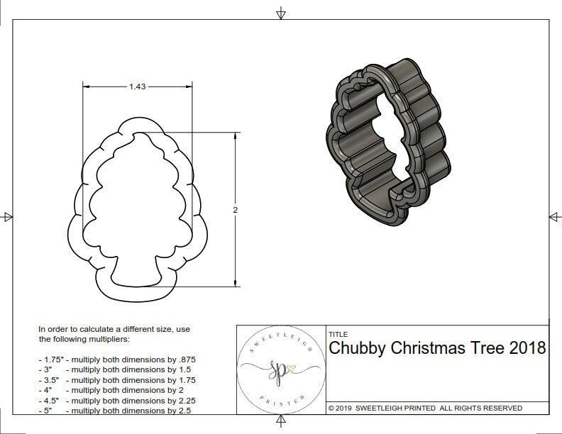 Chubby Christmas Tree 2018 Cookie Cutter - Sweetleigh 