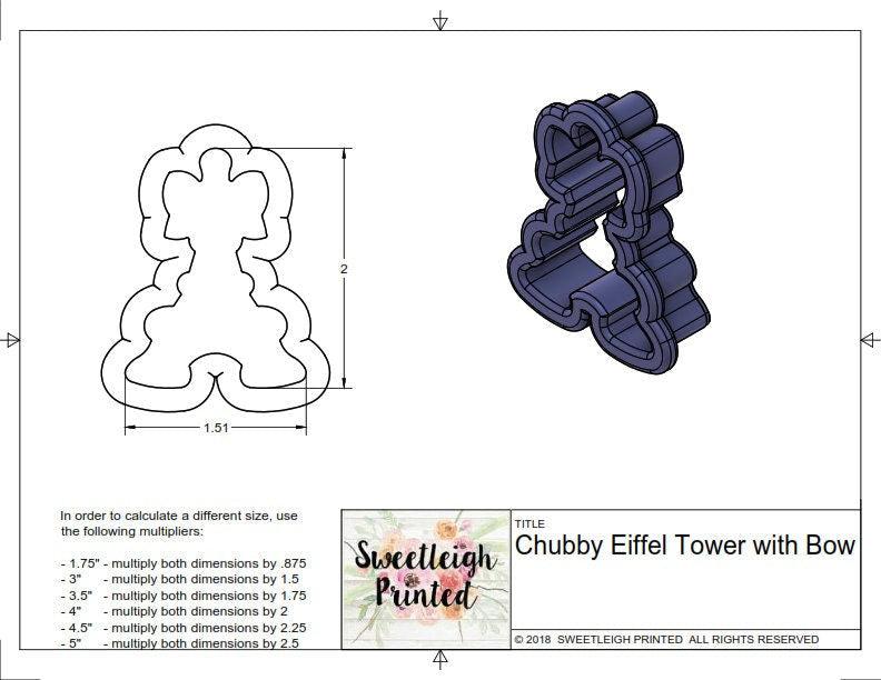 Chubby Eiffel Tower with Bow Cookie Cutter - Sweetleigh 