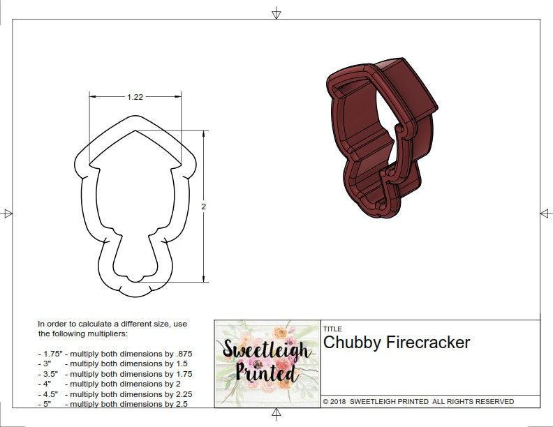 Chubby Firecracker Cookie Cutter - Sweetleigh 