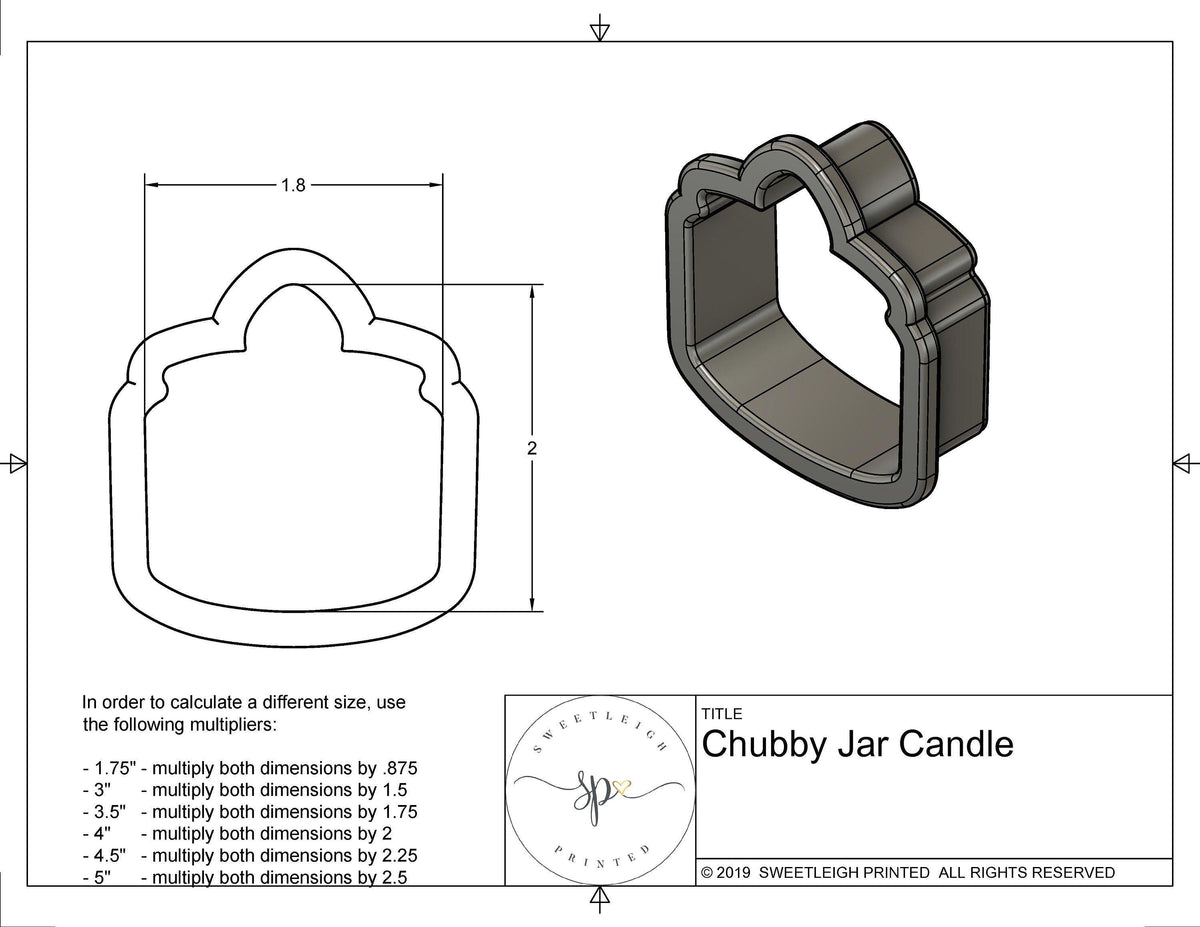 Chubby Jar Candle Cookie Cutter - Sweetleigh 