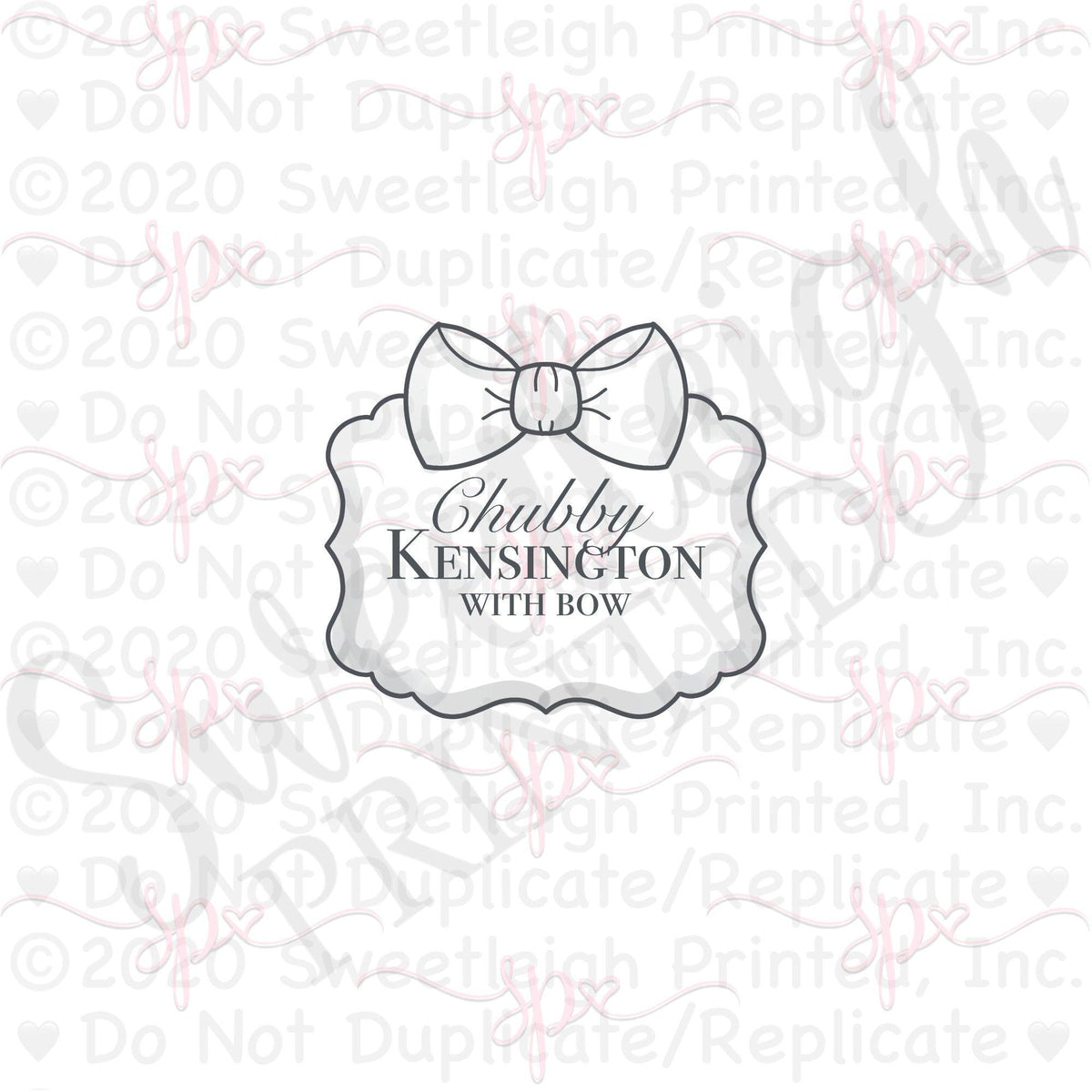 Chubby Kensington with Bow Plaque Cookie Cutter - Sweetleigh 