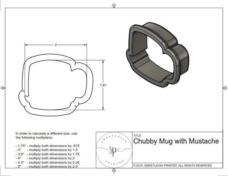 Chubby Mug with Mustache Cookie Cutter - Sweetleigh 