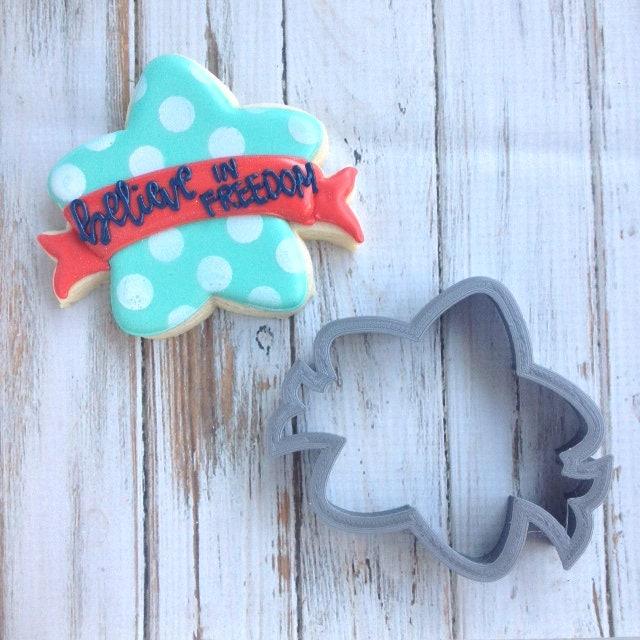 Chubby Star with Banner Cookie Cutter - Sweetleigh 