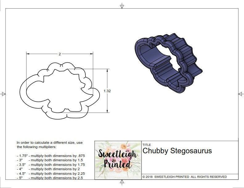 Chubby Stegosaurus Cookie Cutter - Sweetleigh 