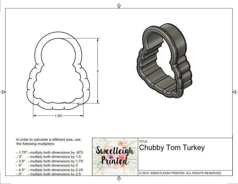 Chubby Tom &amp; Chubby Tilly Turkey Cookie Cutters - Sweetleigh 