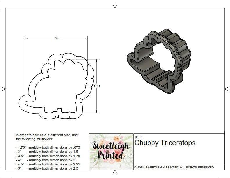 Chubby Triceratops Cookie Cutter - Sweetleigh 