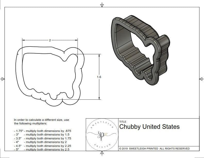Chubby United States Cookie Cutter - Sweetleigh 