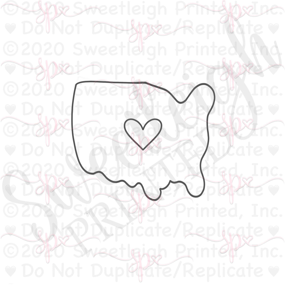 Chubby United States with Heart Cutout Cookie Cutter - Sweetleigh 