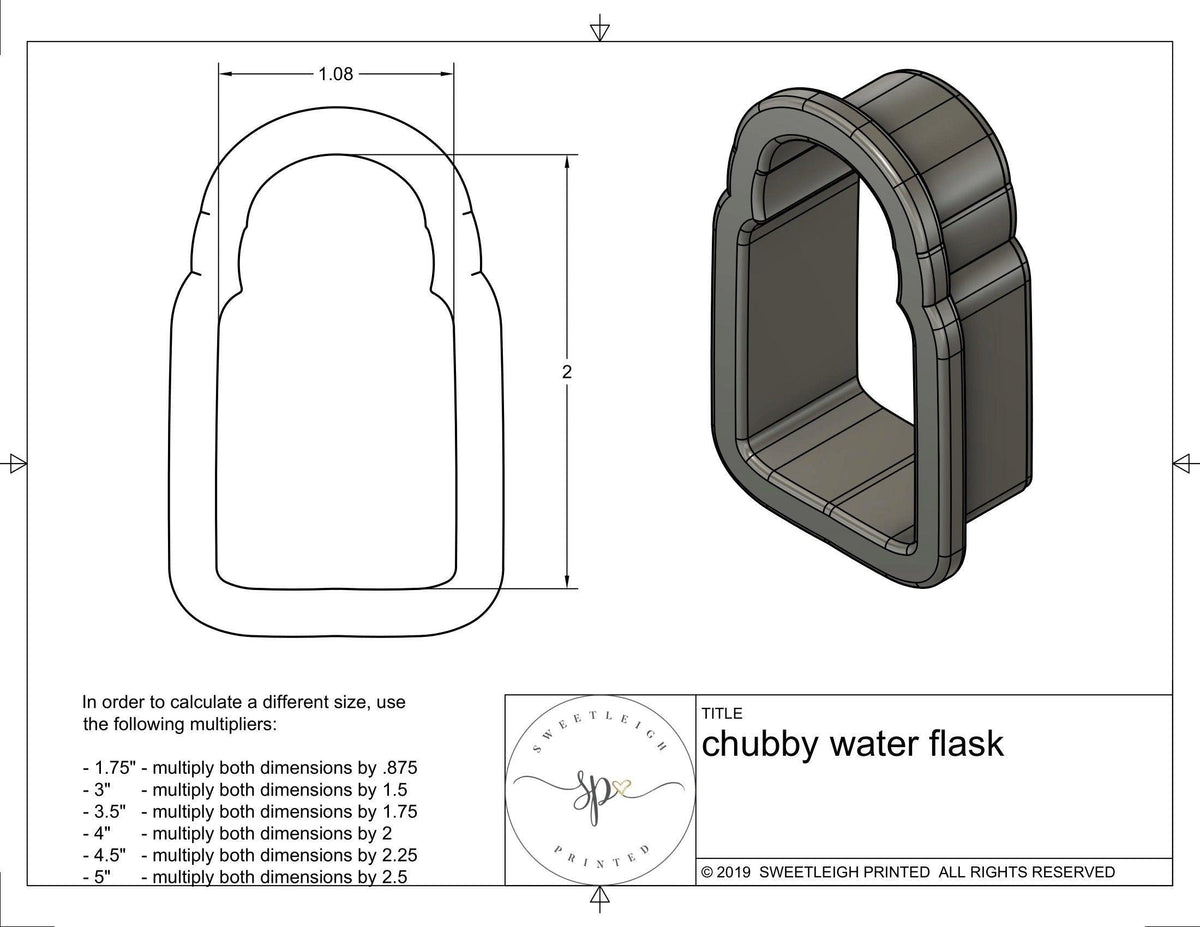 Chubby Water Flask Cookie Cutter - Sweetleigh 