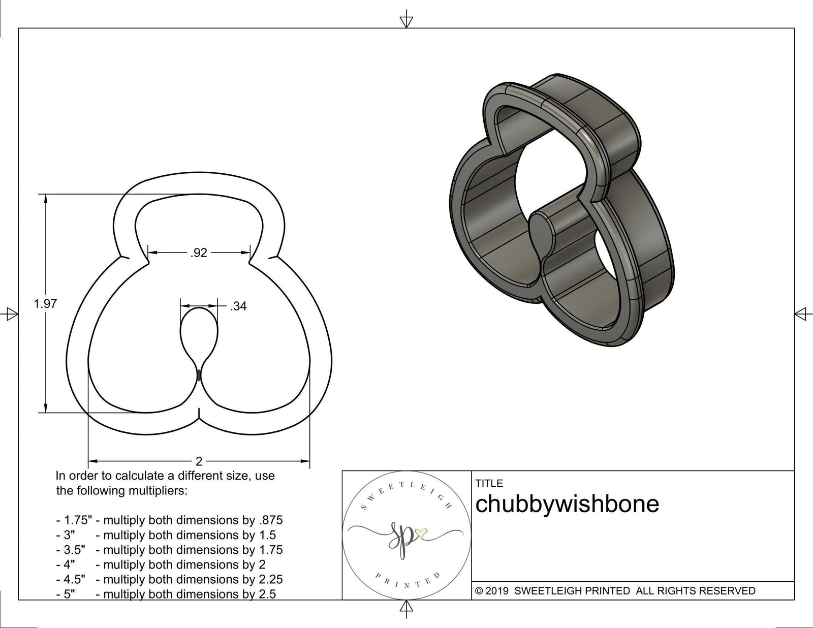 Chubby Wishbone 2019 Cookie Cutter - Sweetleigh 