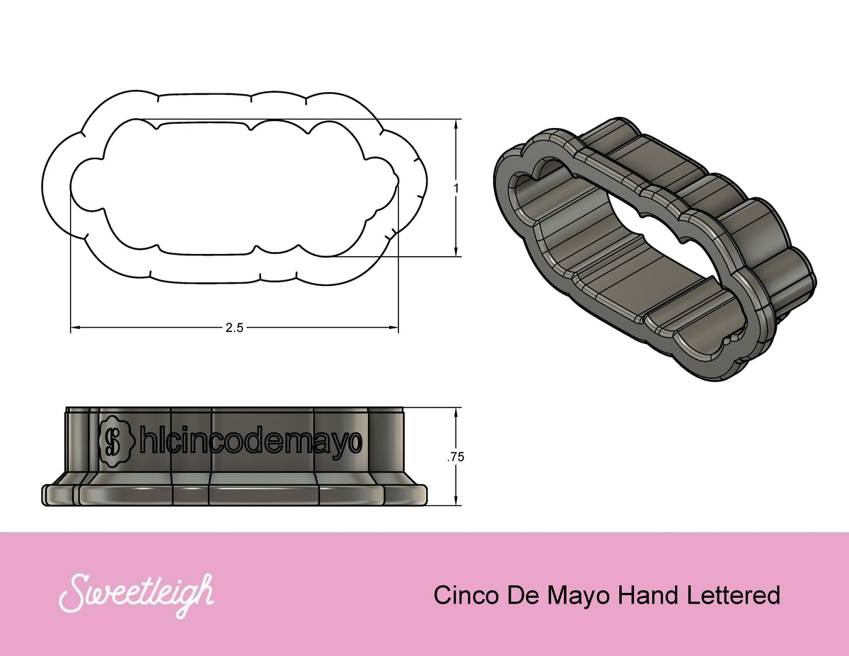 Cinco De Mayo Hand Lettered Cookie Cutter - Sweetleigh 