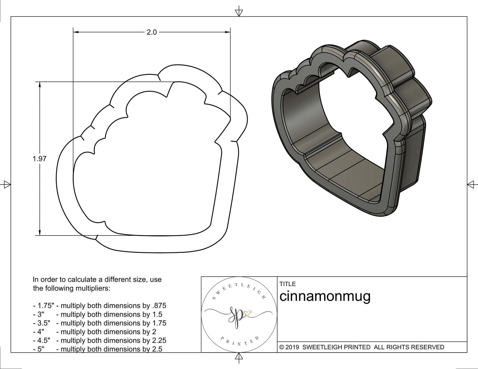 Cinnamon Mug Cookie Cutter - Sweetleigh 