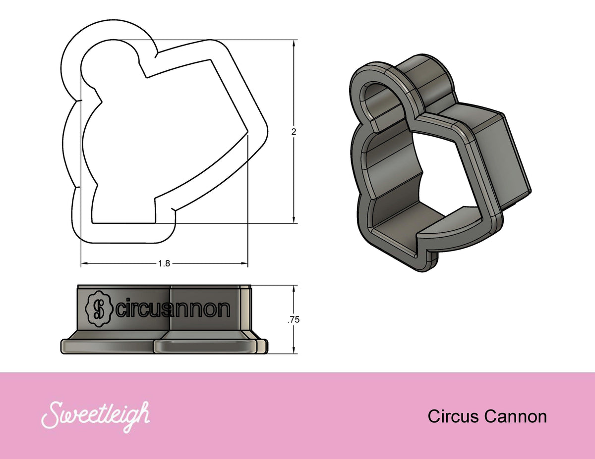 Circus Cannon Cookie Cutter - Sweetleigh 