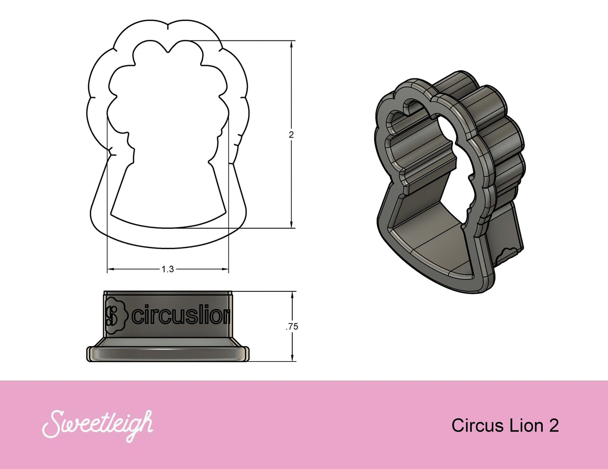 Circus Lion 2 Cookie Cutter - Sweetleigh 