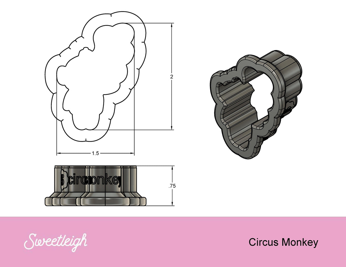 Circus Monkey Cookie Cutter - Sweetleigh 