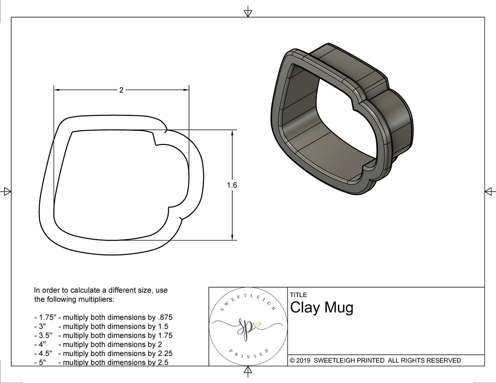 Clay Mug Cookie Cutter - Sweetleigh 