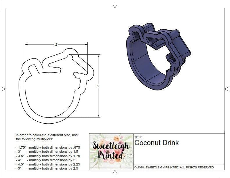 Coconut Drink Cookie Cutter - Sweetleigh 