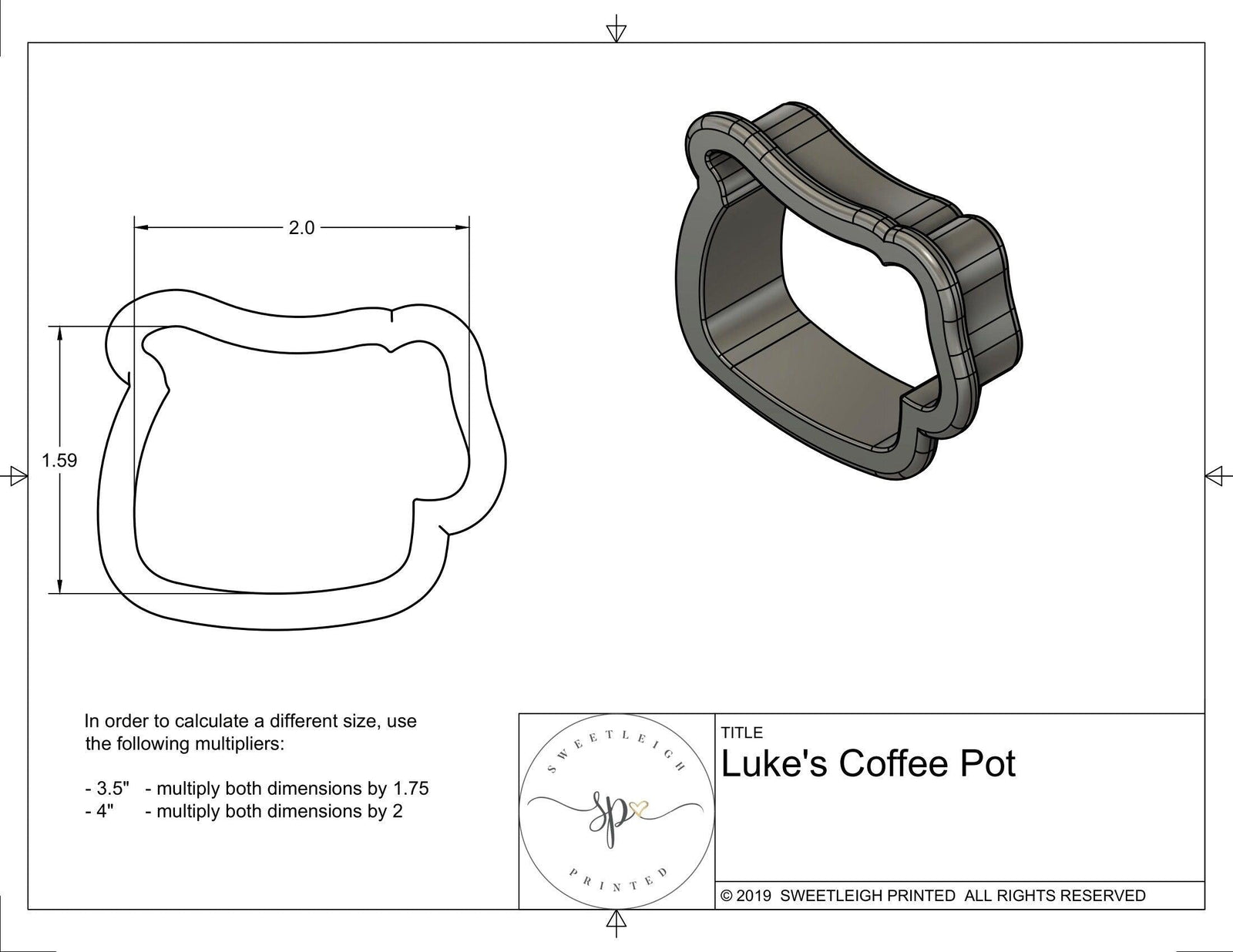 Coffee Pot Cookie Cutter - Sweetleigh 