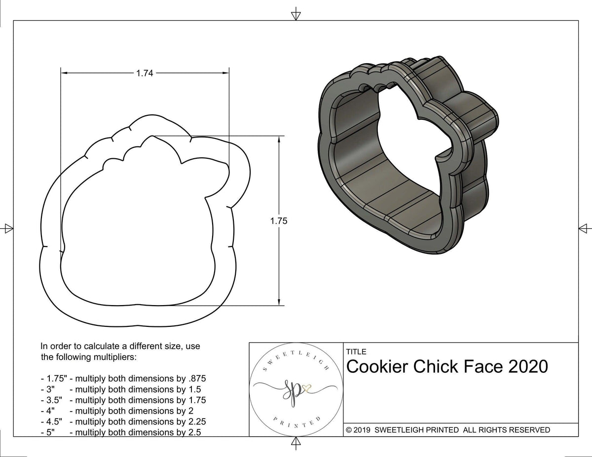 Cookie Chick Face 2020 Cookie Cutter - Sweetleigh 