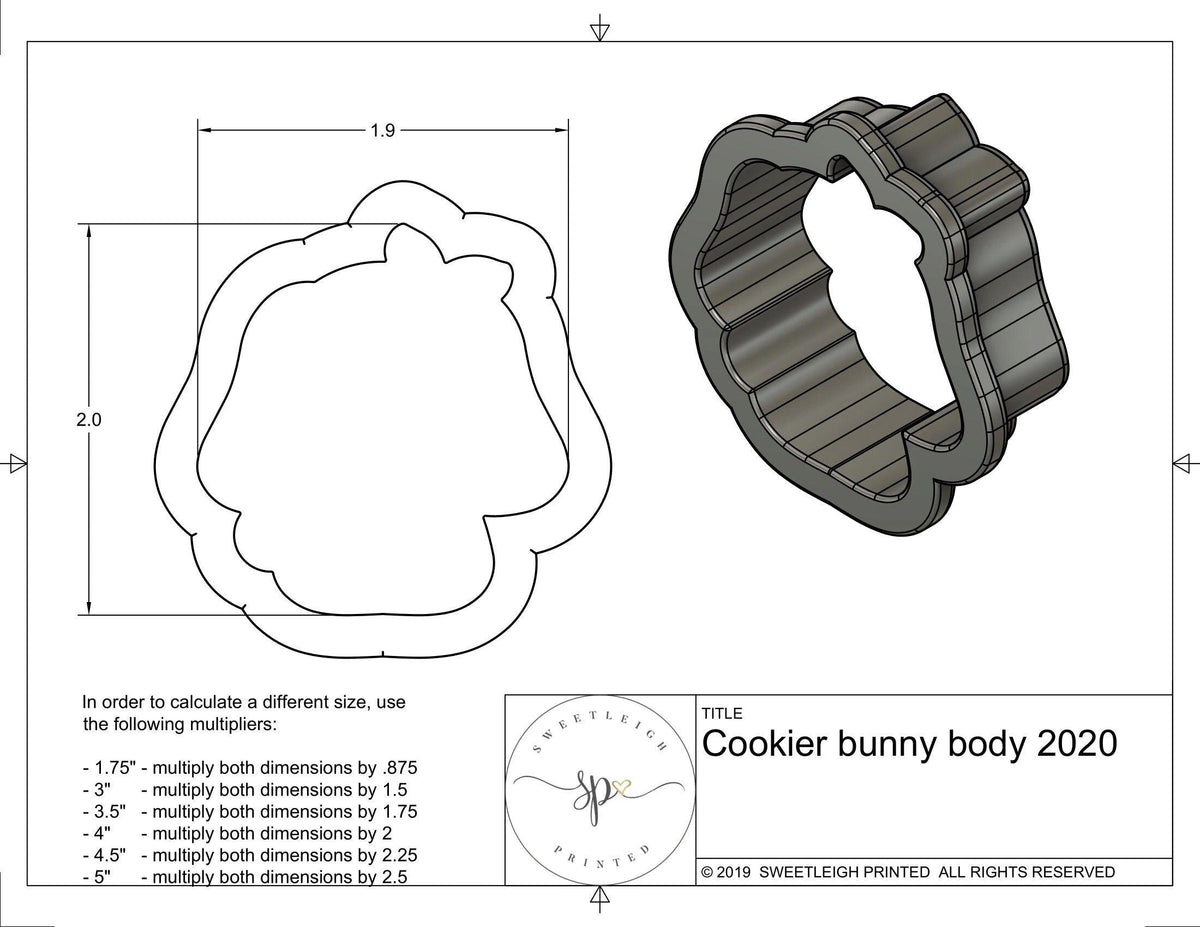 Cookier Bunny 2020 Cookie Cutter - Sweetleigh 
