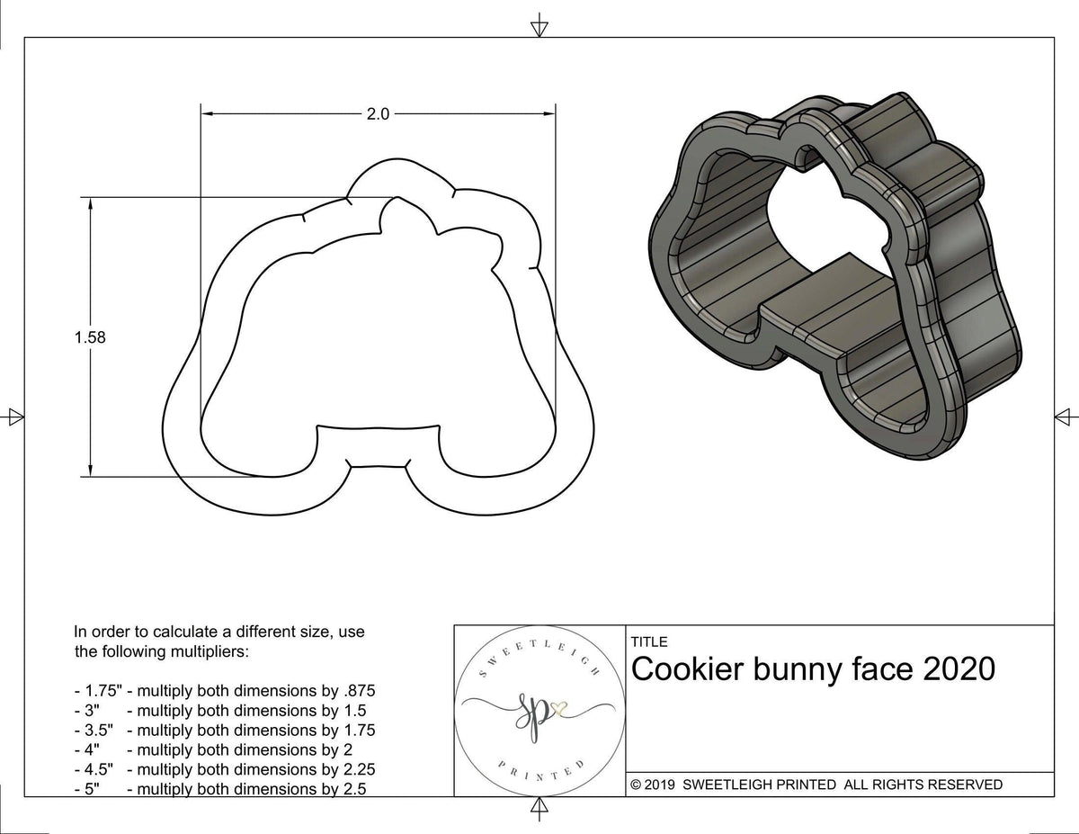 Cookier Bunny Face 2020 Cookie Cutter - Sweetleigh 