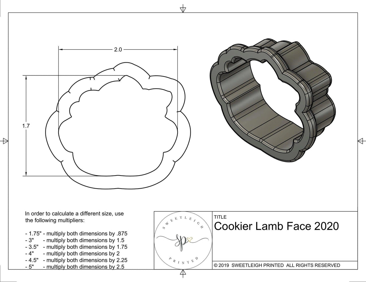 Cookier Lamb Face 2020 Cookie Cutter - Sweetleigh 