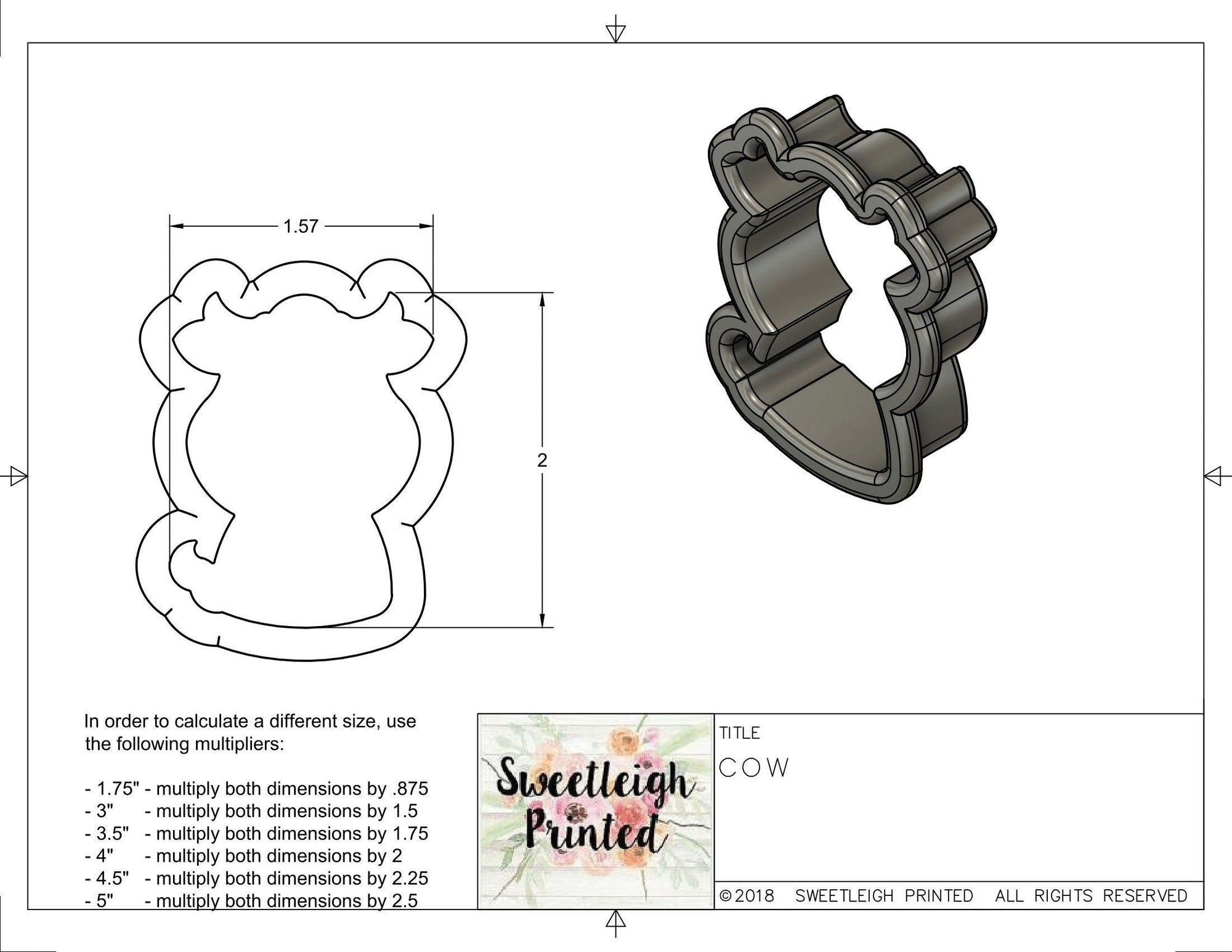 Cow Cookie Cutter - Sweetleigh 