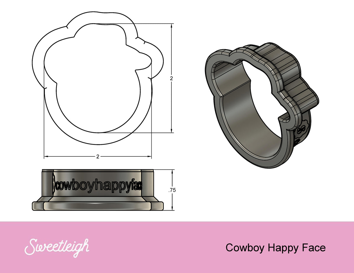 Cowboy Happy Face Cookie Cutter