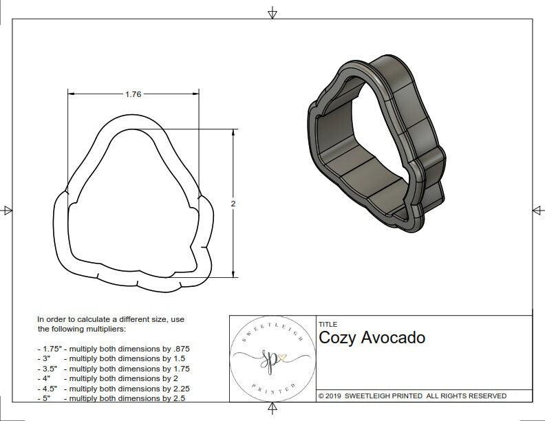 Cozy Avocado Cookie Cutter - Sweetleigh 