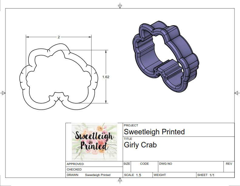 Crab with Bow Cookie Cutter - Sweetleigh 