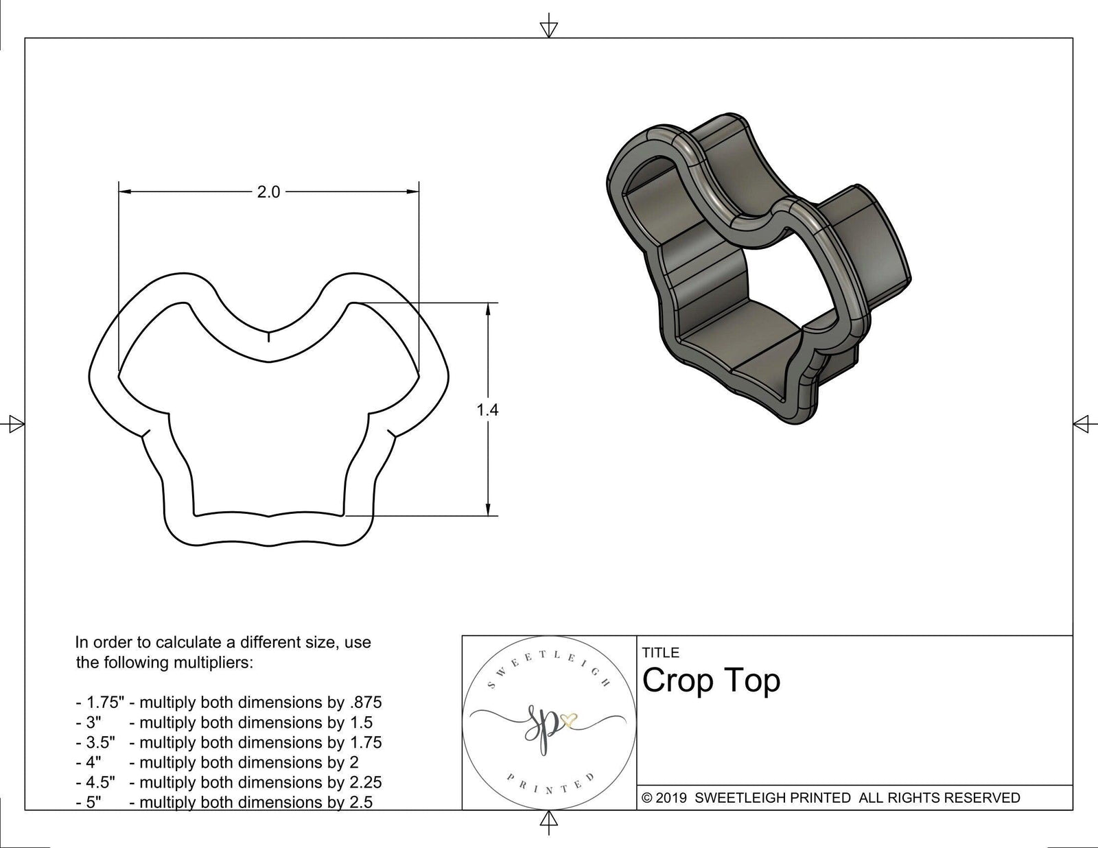 Crop Top Cookie Cutter - Sweetleigh 