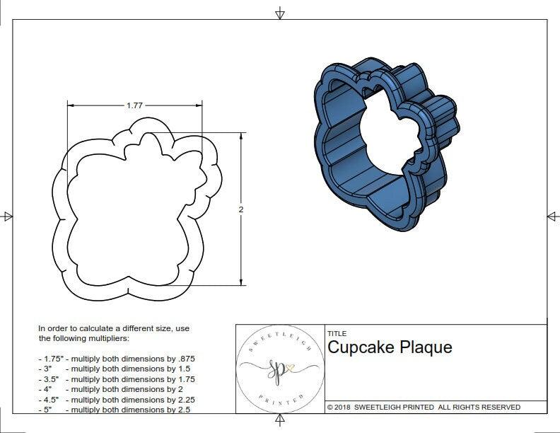 Cupcake Plaque Cookie Cutter - Sweetleigh 