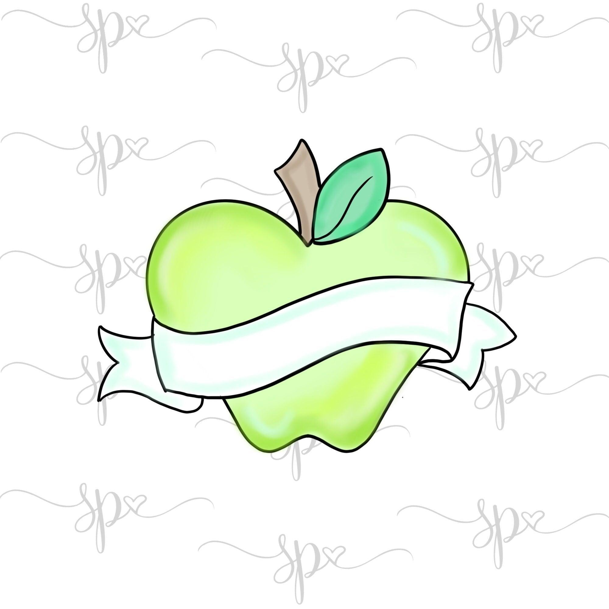 Curvy Banner Apple Cookie Cutter - Sweetleigh 