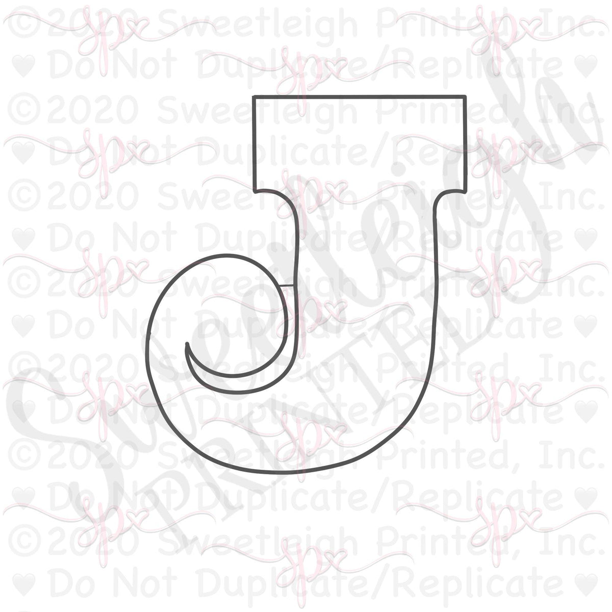 Curvy Letter J Cookie Cutter - Sweetleigh 