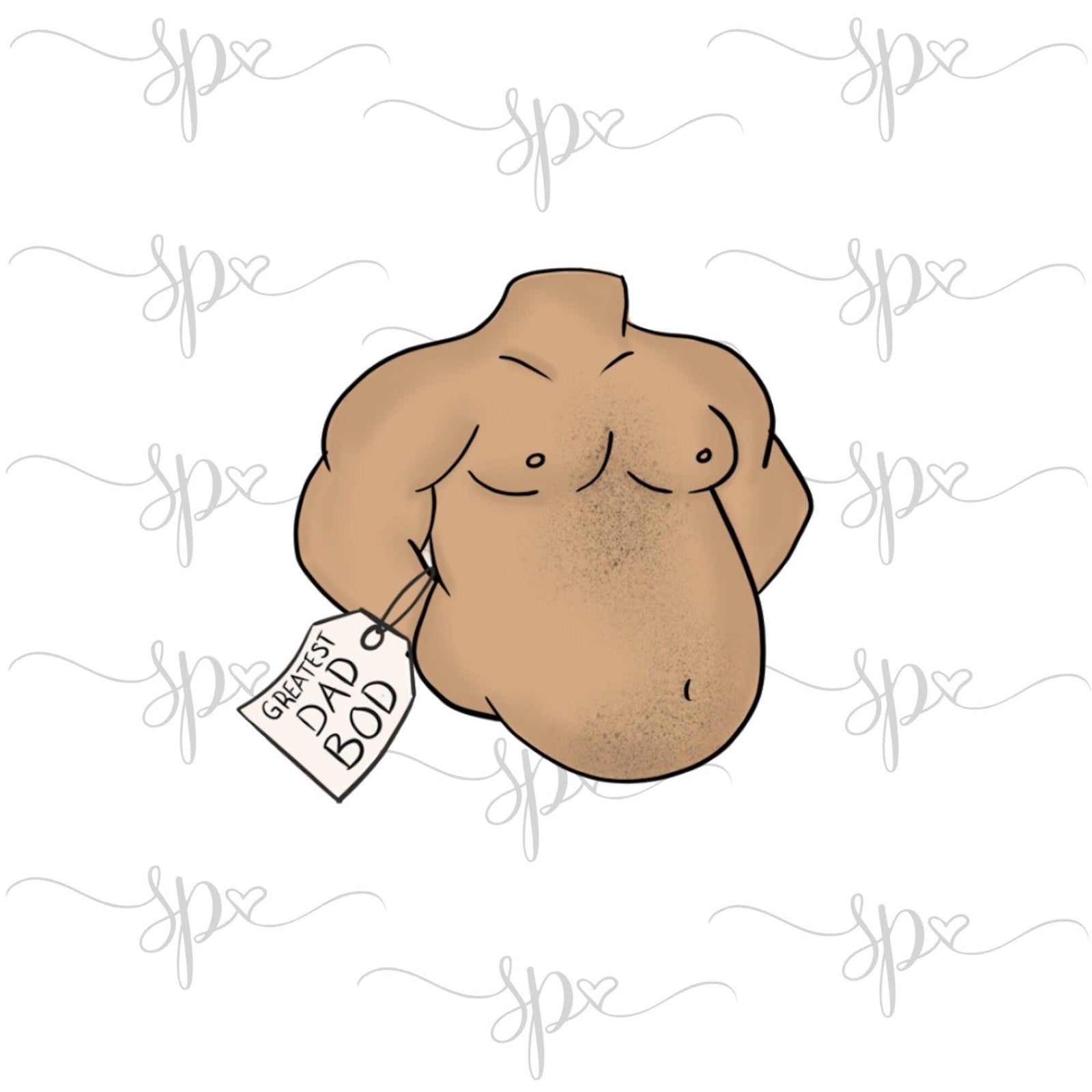 Dad Bod with Tag Cookie Cutter by Lady Milkstache - Sweetleigh 