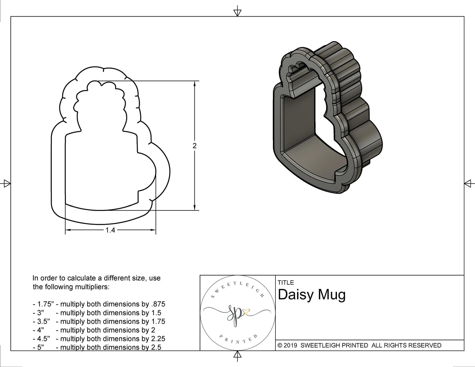 Daisy Mug Cookie Cutter - Sweetleigh 