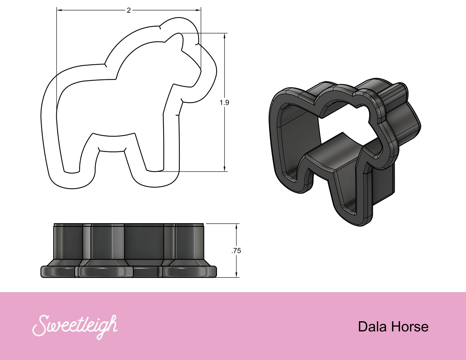Dala Horse Cookie Cutter - Sweetleigh 