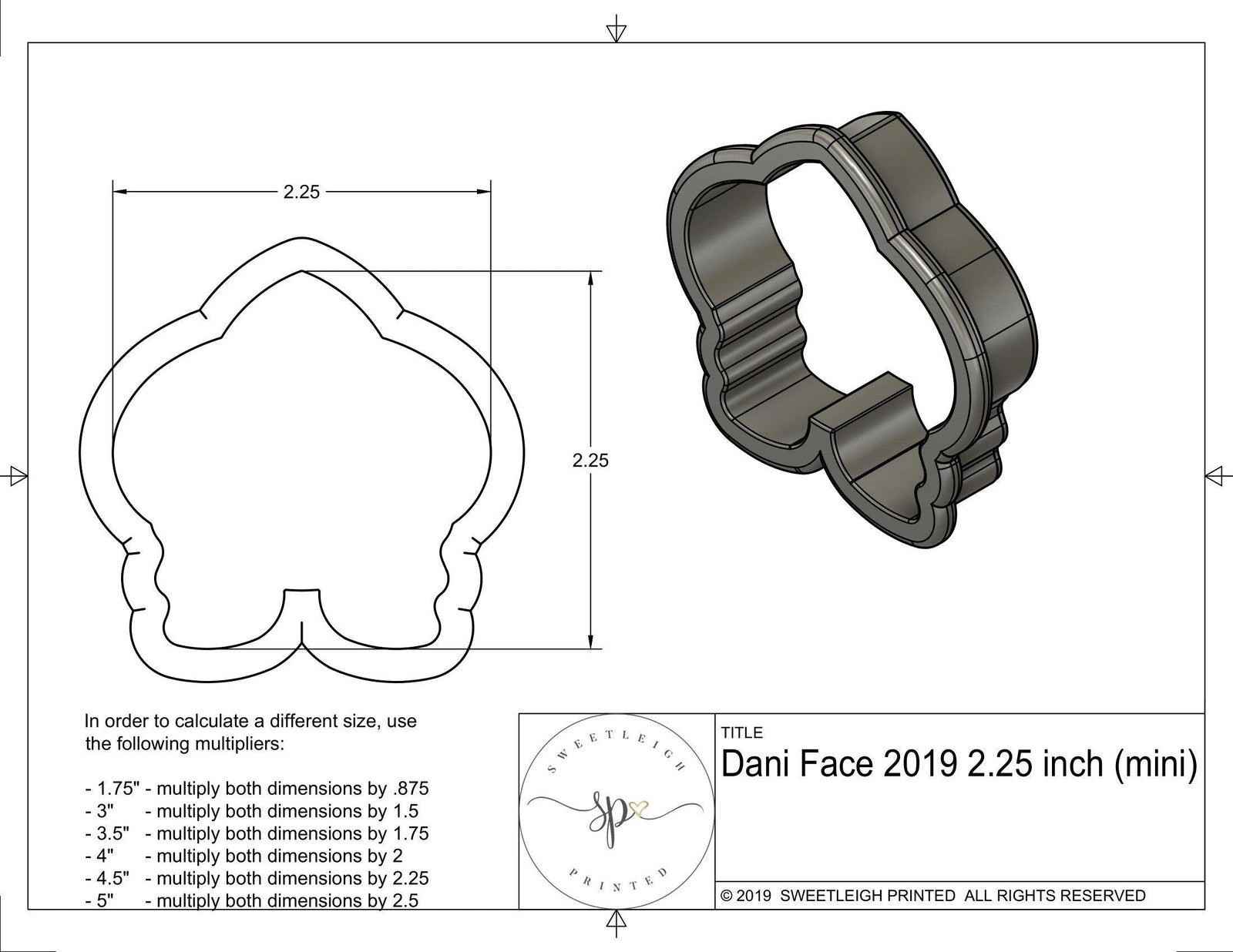 Dani Face 2019 Cookie Cutter - Sweetleigh 