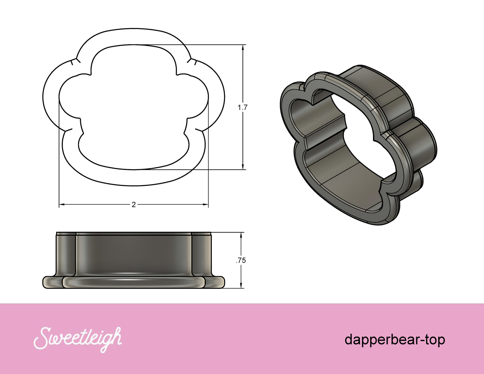 Dapper Bear 2 Piece Cookie Cutter Set - Sweetleigh 